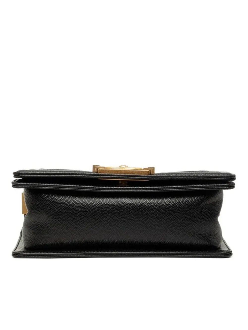 Chanel CC Logo Quilted Boy 20 Vintage Chain Shoulder Bag Black Caviar Leather